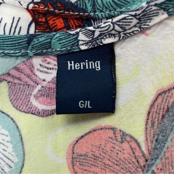 Floral summer dress high low relaxed fit cotton green multicolored sz L large - Picture 6 of 8